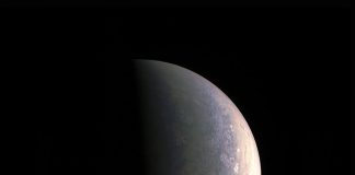 NASA Juno's spacecraft takes a picture while approaching Jupiter's North Pole