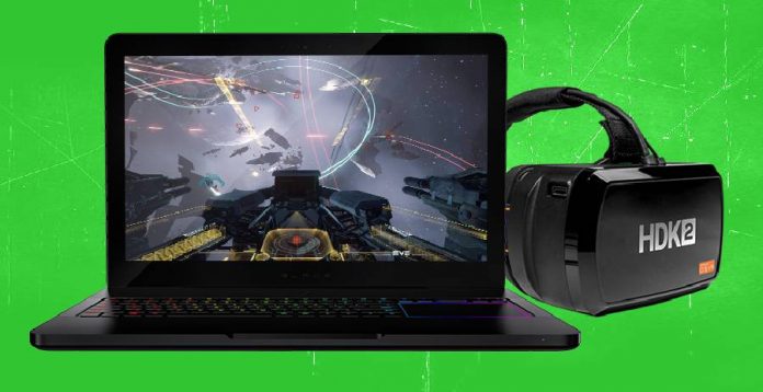 Razer Blade Pro with am HDK2 VR headset