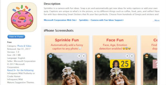 Microsoft's Sprinkles is already available at Apple's app store